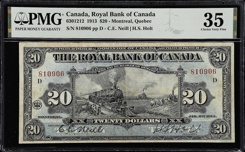 CANADA. Royal Bank of Canada. 20 Dollars, 1913. CH #630-12-12. PMG Choice Very F...