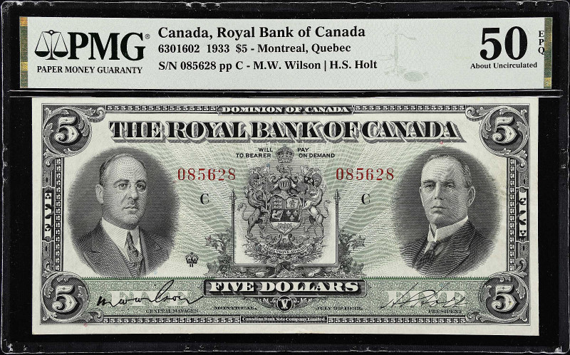 CANADA. Royal Bank of Canada. 5 Dollars, 1933. CH #630-16-02. PMG About Uncircul...