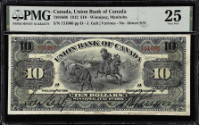 CANADA. Union Bank of Canada. 10 Dollars, 1912. CH #730-16-08. PMG Very Fine 25.
Winnipeg, Manitoba. Signature at let of Galt. Colorful underprint on...