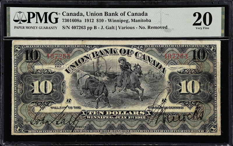 CANADA. Union Bank of Canada. 10 Dollars, 1912. CH #730-16-08a. PMG Very Fine 20...