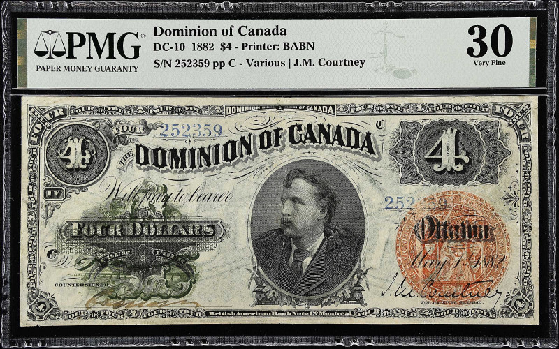 CANADA. Dominion of Canada. 4 Dollars, 1882. DC-10. PMG Very Fine 30.
Printed b...