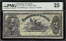 CANADA. Dominion of Canada. 2 Dollars, 1897. DC-14c. PMG Very Fine 25.
Series D. Signature at right of Boville. Counter at right, portrait of Prince ...