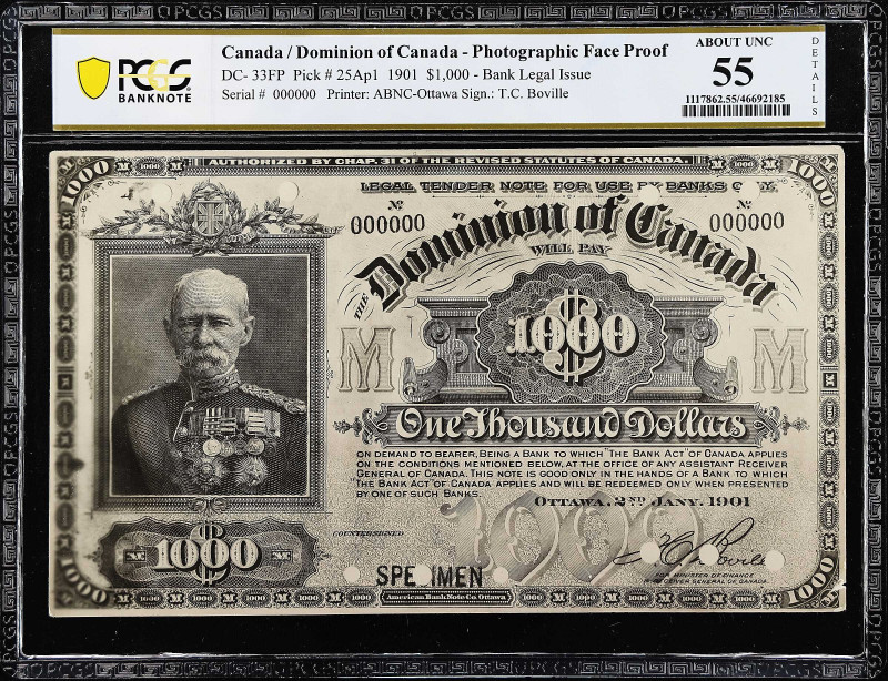 CANADA. Lot of (2). Dominion of Canada. 1000 Dollars, 1901. DC-33FP & DC-33BP. F...