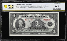 CANADA. Lot of (2). Bank of Canada. 1 Dollar, 1935. BC-1a. Consecutive. PCGS Banknote Choice Uncirculated 63 & 64.
A consecutive pair of Choice Uncir...