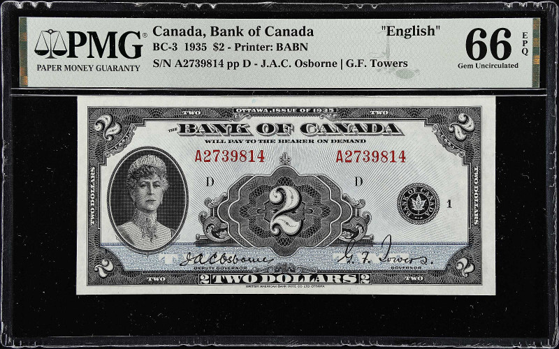 CANADA. Bank of Canada. 2 Dollars, 1935. BC-3. PMG Gem Uncirculated 66 EPQ.
Pri...