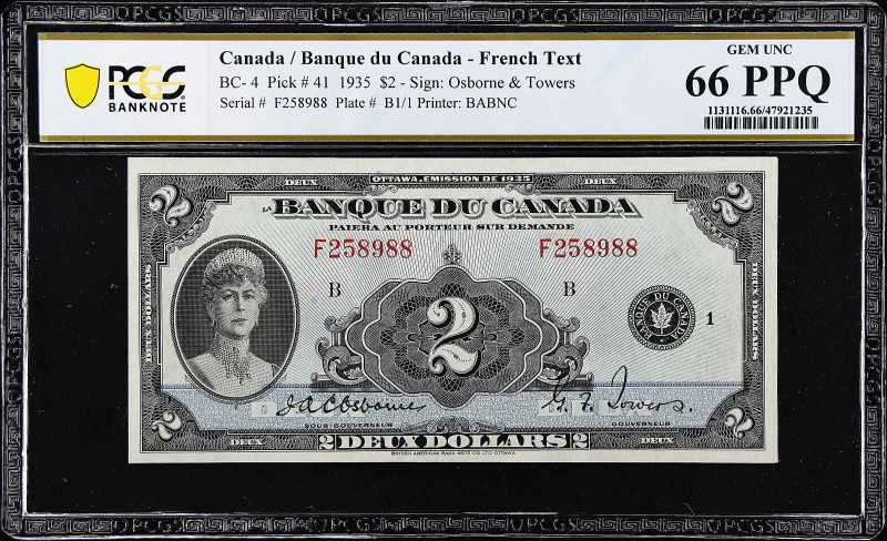 CANADA. Banque du Canada. 2 Dollars, 1935F. BC-4. PCGS Banknote Gem Uncirculated...