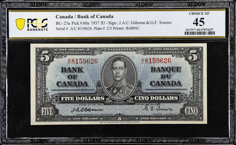 CANADA. Bank of Canada. 5 Dollars, 1937. BC-23a. PCGS Banknote Choice Extremely ...