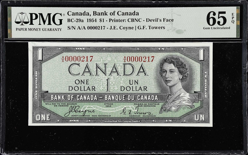 CANADA. Lot of (4). Bank of Canada. 1, 2, 5, & 10 Dollars, 1954. BC-29a, BC-30a,...