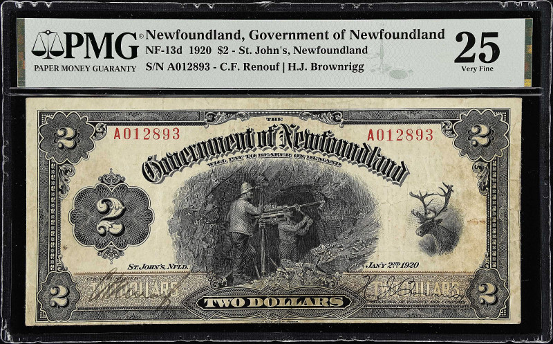 CANADA-NEWFOUNDLAND. Government of Newfoundland. 2 Dollars, 1920. NF-13d. PMG Ve...