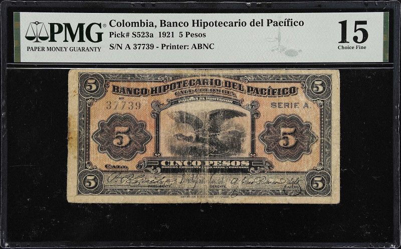 COLOMBIA. Banco Hipotecario del Pacifico. 5 Pesos, 1921. P-S523a. PMG Choice Fin...