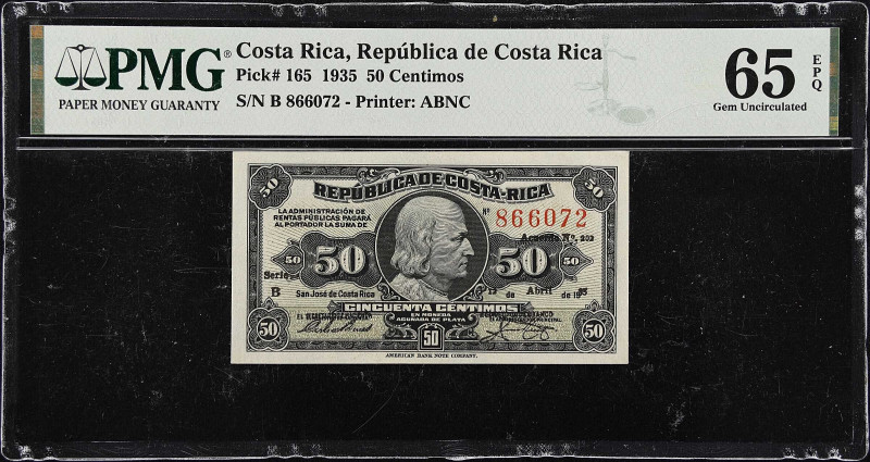 COSTA RICA. Republica de Costa Rica. 50 Centimos, 1935. P-165. PMG Gem Uncircula...