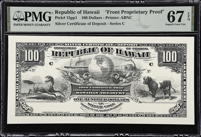 HAWAII. Republic of Hawaii. 100 Dollars, 1895. P-15pp1. Front Proprietary Proof....