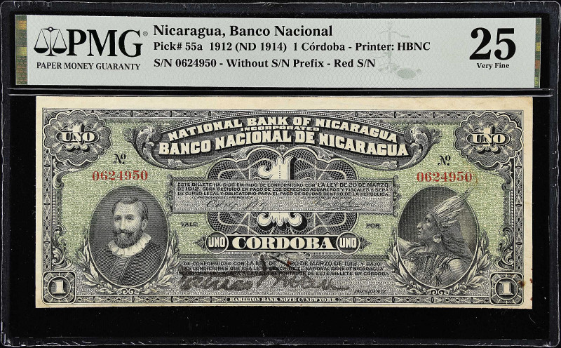 NICARAGUA. Banco Nacional de Nicaragua. 1 Cordoba, 1912 (ND 1914). P-55a. PMG Ve...