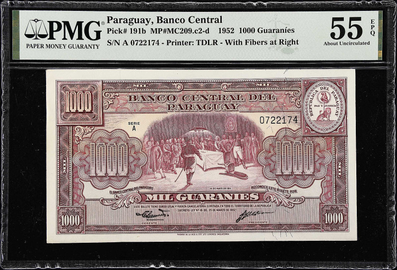 PARAGUAY. Banco Central Del Paraguay. 1000 Guaranies, 1952. P-191b. PMG About Un...