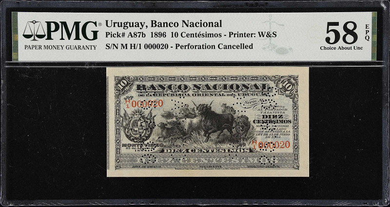 URUGUAY. Banco Nacional de la Republica Oriental del Uruguay. 10 Centesimos, 189...