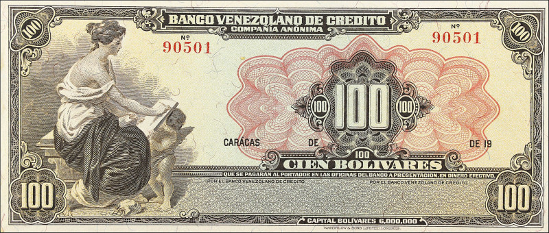 VENEZUELA. Banco Venezolano de Credito. 100 Bolivares, 19xx. P-S248r. Remainder....