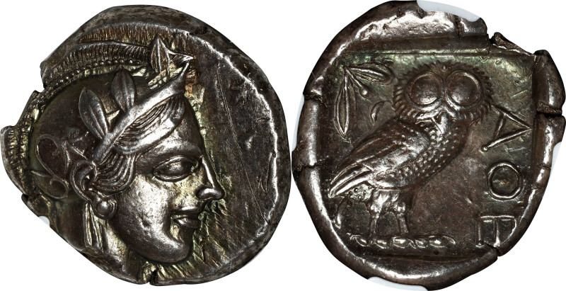 ATTICA. Athens. AR Tetradrachm (16.98 gms), ca. 454-404 B.C. NGC AU, Strike: 5/5...