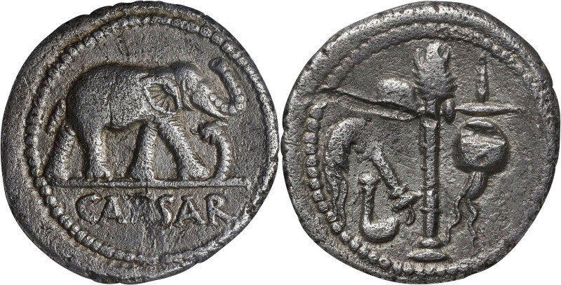 JULIUS CAESAR. AR Denarius (3.55 gms), Military Mint traveling with Caesar, 49 B...