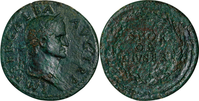 GALBA, A.D. 68-69. AE Sestertius (26.41 gms), Rome Mint, A.D. 68. VERY FINE. Too...