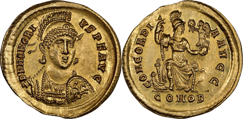 HONORIUS, A.D. 393-423. AV Solidus (4.48 gms), Constantinople Mint, A.D. 397-402...