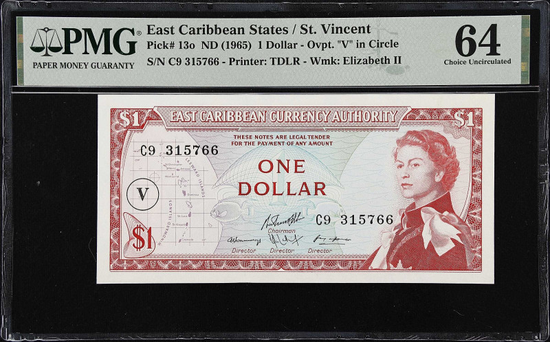 EAST CARIBBEAN STATES. East Caribbean Currency Authority. 1 Dollar, ND (1965). P...