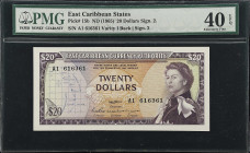 EAST CARIBBEAN STATES. East Caribbean Currency Authority. 20 Dollars, ND (1965). P-15b. PMG Extremely Fine 40 EPQ.
Signature 2. Back variety 1. Fully...