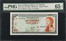 EAST CARIBBEAN STATES. East Caribbean Currency Authority. 100 Dollars, ND (1965). P-16n. PMG Gem Uncirculated 65 EPQ.
Another gem $100 from the East ...