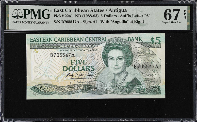 EAST CARIBBEAN STATES. Eastern Caribbean Central Bank. 5 Dollars, ND (1988-93). ...