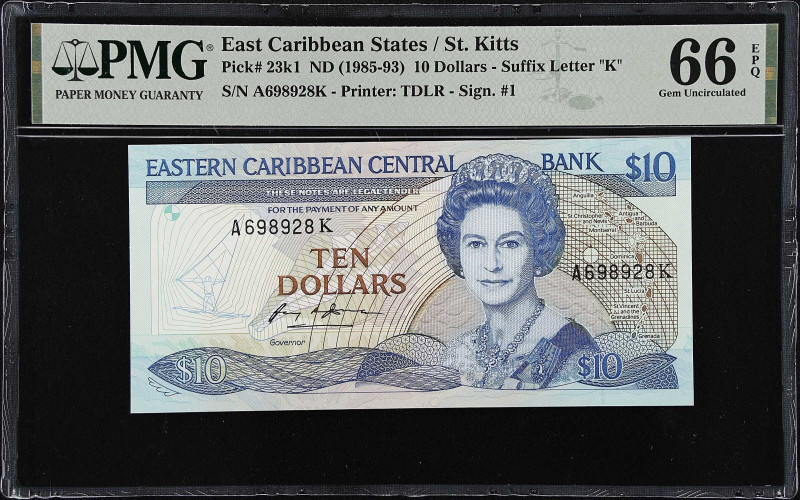 EAST CARIBBEAN STATES. Eastern Caribbean Central Bank. 10 Dollars, ND (1985-93)....