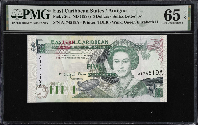 EAST CARIBBEAN STATES. Eastern Caribbean Central Bank. 5 Dollars, ND (1993). P-2...