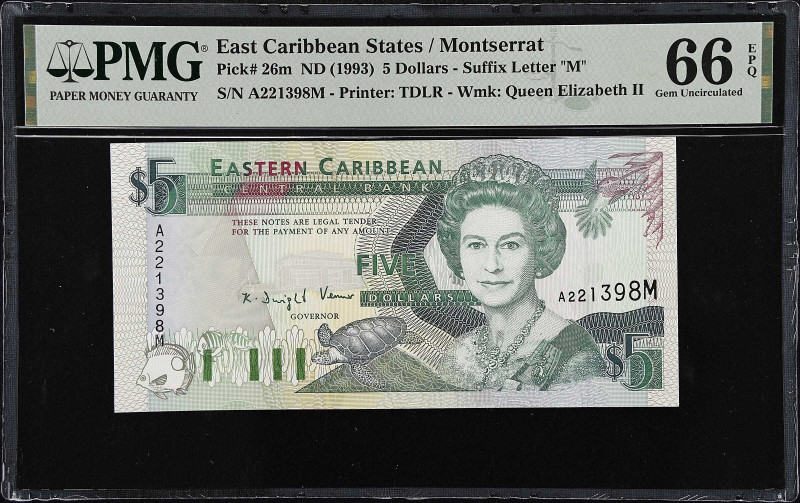 EAST CARIBBEAN STATES. Eastern Caribbean Central Bank. 5 Dollars, ND (1993). P-2...