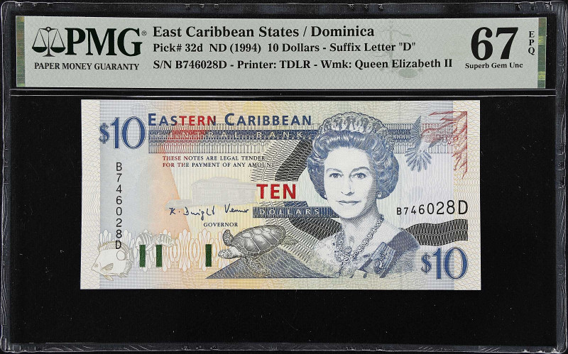 EAST CARIBBEAN STATES. Eastern Caribbean Central Bank. 10 Dollars, ND (1994). P-...