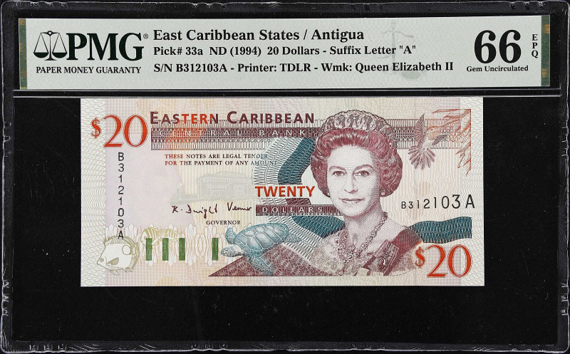 EAST CARIBBEAN STATES. Eastern Caribbean Central Bank. 20 Dollars, ND (1994). P-...