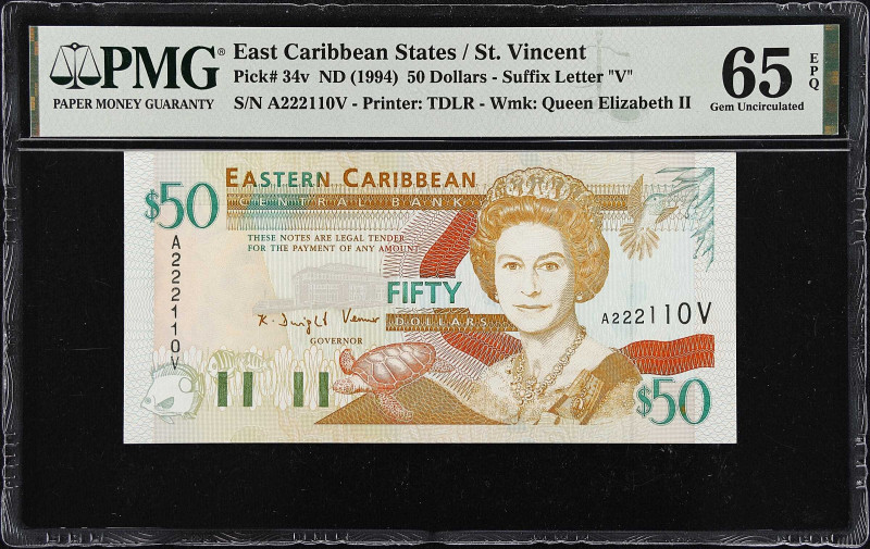 EAST CARIBBEAN STATES. Eastern Caribbean Central Bank. 50 Dollars, ND (1994). P-...