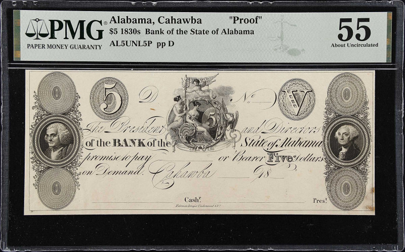 Cahawba, Alabama. Bank of the State of Alabama. 1830s $5. PMG About Uncirculated...