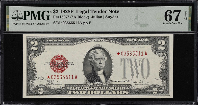 Fr. 1507*. 1928F $2 Legal Tender Star Note. PMG Superb Gem Uncirculated 67 EPQ....