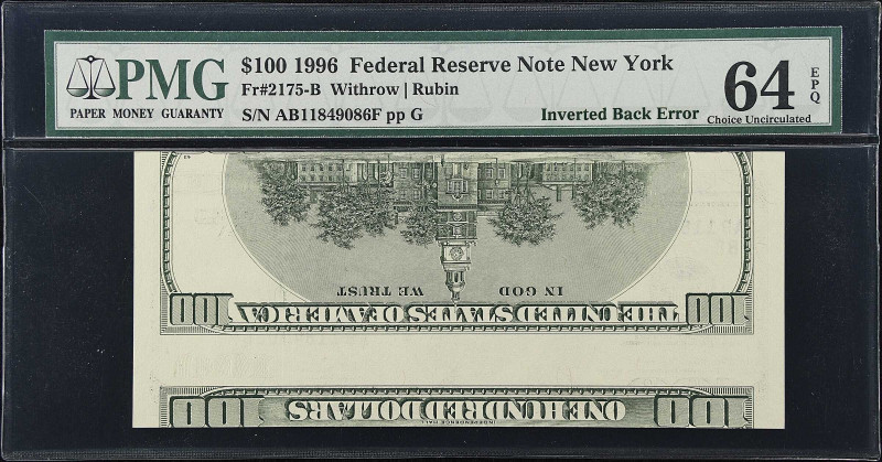 Fr. 2175-B. 1996 $100 Federal Reserve Note. New York. PMG Choice Uncirculated 64...