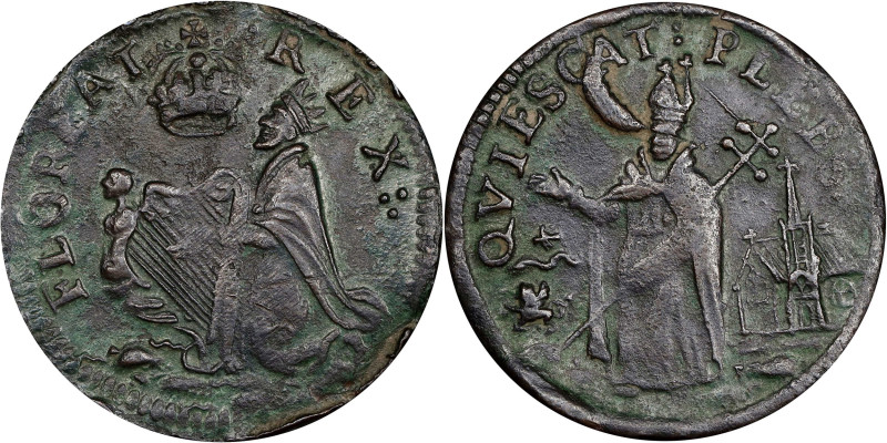 Undated (ca. 1652-1674) St. Patrick Farthing. Martin 3b.2-Fc.3, W-11500. Rarity-...