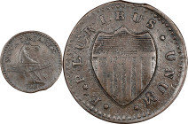 1787 New Jersey Copper. Maris 6-C, W-5040. Rarity-4. Pattern Shield. VF-35 (PCGS).
132.0 grains. Lovely medium brown with good gloss, an exemplary sh...