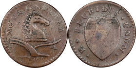 1786 New Jersey Copper. Maris 12-G, W-4790. Rarity-4. No Coulter, Shaggy Mane. VF-30 (PCGS).
159.4 grains. An ideal No Coulter type coin, from one of...