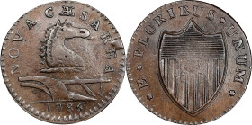 1786 New Jersey Copper. Maris 16-L, W-4840. Rarity-2. Straight Plow Beam, Protruding Tongue. AU-50 (PCGS).
146.74 grains. A beautiful example of a ve...