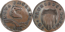 1786 New Jersey Copper. Maris 21-P, W-4920. Rarity-5. Mane Punch Before Ears. EF-45 (PCGS).
141.1 grains. Warm olive halos surround most design eleme...