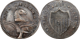 1787 New Jersey Copper. Maris 34-J, W-5115. Rarity-3. Deer Head--Overstruck on a 1787 Miller 4-L Connecticut Copper. EF-40 (PCGS).
134.3 grains. A dr...