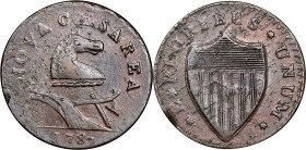 1787 New Jersey Copper. Maris 39-a, W-5195. Rarity-2. Small Head. EF-40 (PCGS).
160.7 grains. Well detailed on both sides, with bold devices over cho...