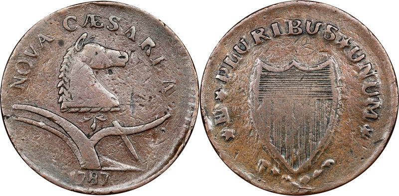 1787 New Jersey Copper. Maris 40-b, W-5200. Rarity-5+. Llama Head. VF-25 (PCGS)....