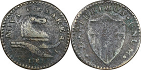 1787 New Jersey Copper. Maris 47-e, W-5255. Rarity-6-. Outlined Shield. VF Details--Environmental Damage (PCGS).
161.3 grains. One of the very sharpe...