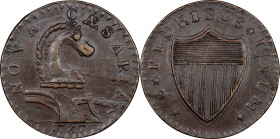 1787 New Jersey Copper. Maris 54-k, W-5295. Rarity-3. Serpent Head. AU-53 (PCGS).
92.0 grains. A particularly high grade specimen of this famous and ...