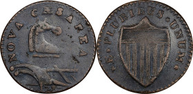 1787 New Jersey Copper. Maris 55-m, W-5305. Rarity-4. U over S. VF-30 (PCGS).
144.6 grains. Glossy olive and steel with tan devices. Aligned to 6 o'c...