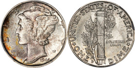 1944-D Mercury Dime. MS-68 FB (PCGS).
A breathtakingly beautiful Superb Gem that approaches numismatic perfection for this otherwise plentiful World ...