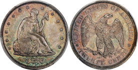 1876 Twenty-Cent Piece. Proof-66 (PCGS).
A warm steel-olive and pewter-gray glows greets the viewer from both sides of this richly original specimen....